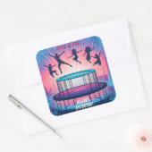 男の子にトランポリンクールパーク13歳の誕生日 スクエアシール (封筒)