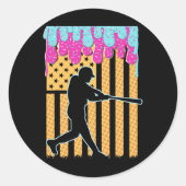 男の子にドリップを販売アイスクリームアメリカ国旗Juの4th ラウンドシール (正面)