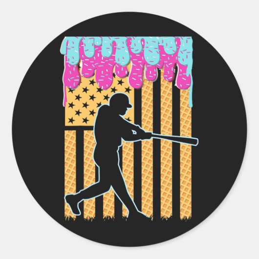 男の子にドリップを販売アイスクリームアメリカ国旗Juの4th ラウンドシール (正面)