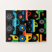 男の子にパーソナライズされたモンスターのトラックのギフトを命名 ジグソーパズル (横)