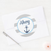 男の子のいかりの航海のメッセージカード ラウンドシール (封筒)