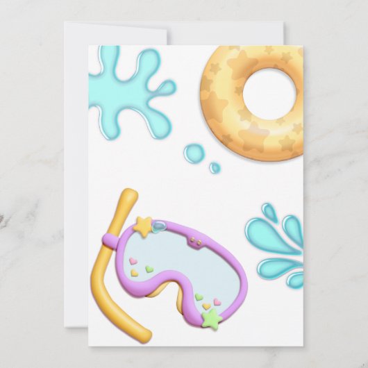 男の子のおもしろい夏の熱帯プール赤ちゃんシャワー 招待状 (裏面)