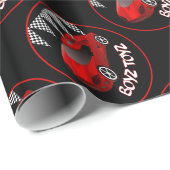 男の子のおもちゃの赤いスポーツ・カーの包装紙 ラッピングペーパー (ロールコーナー)