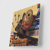 男の子のおもちゃの静物画 スクエア壁時計 (傾斜)