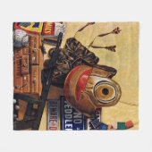 男の子のおもちゃの静物画 フリースブランケット (正面(横))