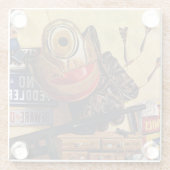 男の子のおもちゃの静物 ガラスコースター (裏面)