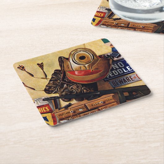 男の子のおもちゃの静物 スクエアペーパーコースター (アングル)