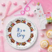 男の子のおもちゃ列車 ペーパープレート (パーティー)