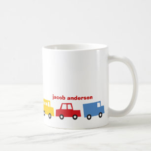 男の子のおもちゃ車バストラックのおもしろいのカラフルなギフトのマグ コーヒーマグカップ
