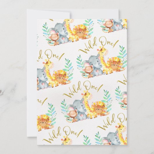 男の子のかわいいサファリ動物ベビーシャワー招待状 招待状 (裏面)