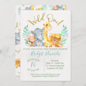 男の子のかわいいサファリ動物ベビーシャワー招待状 招待状 (正面/裏面)