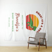 男の子のかわいい恐竜の赤ちゃんシャワーの背景を轟音 タペストリー (インサイチュ(横))