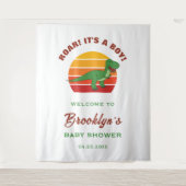 男の子のかわいい恐竜の赤ちゃんシャワーの背景を轟音 タペストリー (正面)