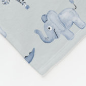 男の子のかわいく青いサファリ動物のジャングルパターン フリースブランケット (角)