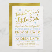 男の子のきらめき少し星のベビーシャワーの招待 招待状 (正面/裏面)