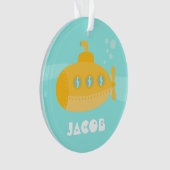 男の子のために、水中かわいく黄色い潜水艦 オーナメント (正面)