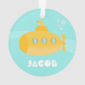 男の子のために、水中かわいく黄色い潜水艦 オーナメント (裏面)