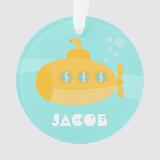 男の子のために、水中かわいく黄色い潜水艦 オーナメント (正面)