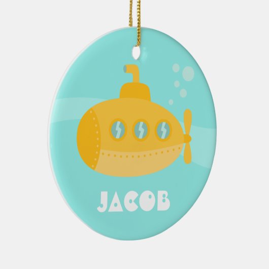 男の子のために、水中かわいく黄色い潜水艦 セラミックオーナメント (右)