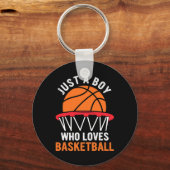 男の子のためのおもしろいバスケットボール – Basを愛する少年のみ キーホルダー (正面)
