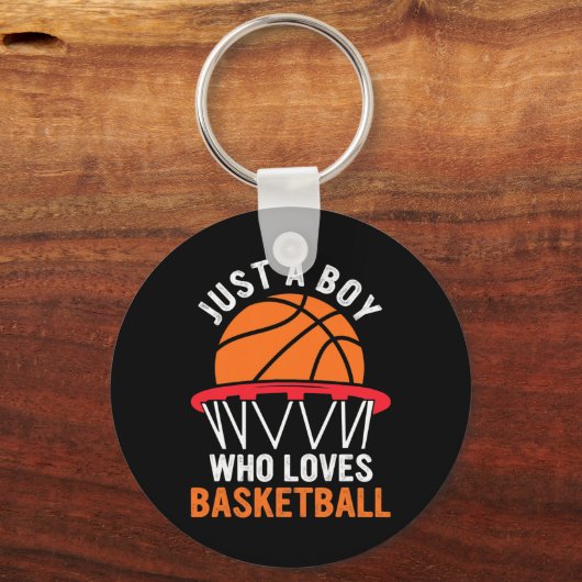 男の子のためのおもしろいバスケットボール – Basを愛する少年のみ キーホルダー (正面)