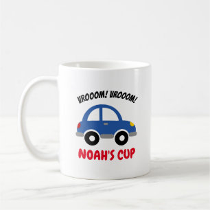男の子のためのかわいいおもちゃ車が付いているパーソナライズな子供の コーヒーマグカップ