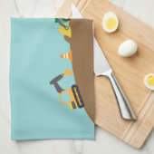 男の子のためのかわいい建築車 キッチンタオル (四つ折り)