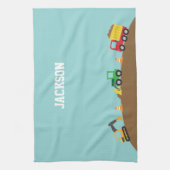 男の子のためのかわいい建築車 キッチンタオル (縦)