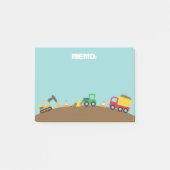 男の子のためのかわいい建築車 ポストイット (正面)