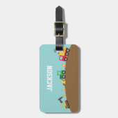 男の子のためのかわいい建築車 ラゲッジタグ (正面縦)