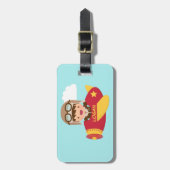 男の子のためのかわいい飛行士の男の子の飛行機の冒険 ラゲッジタグ (正面縦)