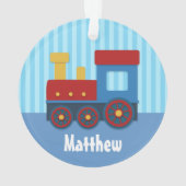 男の子のためのかわいく、カラフルな列車 オーナメント (裏面)