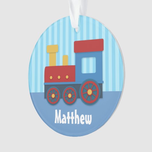 男の子のためのかわいく、カラフルな列車 オーナメント (正面)