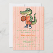 男の子のためのアリゲーターバスケットボールバースデーパーティー 招待状 (正面)