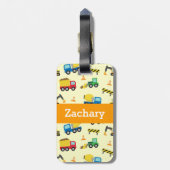 男の子のためのカラフルな建築車パターン ラゲッジタグ (裏面縦)