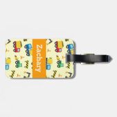 男の子のためのカラフルな建築車パターン ラゲッジタグ (裏面横)