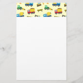 男の子のためのカラフルな建築車パターン 便箋 (正面)