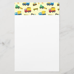 男の子のためのカラフルな建築車パターン 便箋