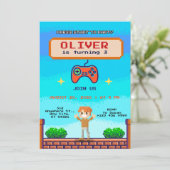 男の子のためのクールなビデオゲーム誕生日パーティー招待状 招待状 (スタンド正面)