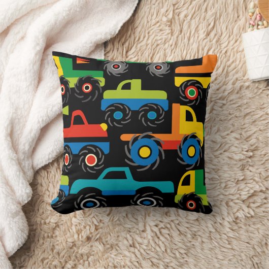 男の子のためのクールなモンスタートラックの交通機関のギフト クッション (ブランケット)