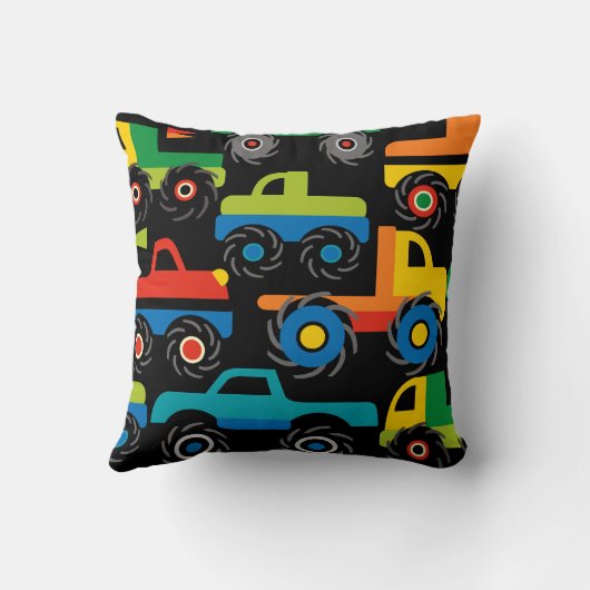 男の子のためのクールなモンスタートラックの交通機関のギフト クッション (裏面)