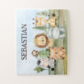 男の子のためのサファリパーソナライズされたギフト ジグソーパズル (縦)