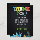 男の子のためのサマープールサンキューカード サンキューカード (正面/裏面)