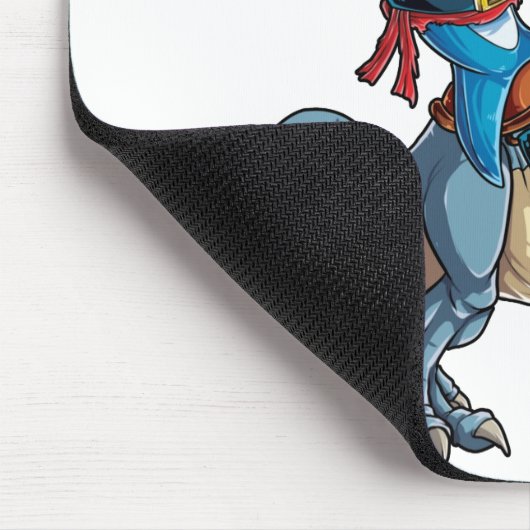 男の子のためのサメ乗り恐竜の海賊シャツ マウスパッド (コーナー)