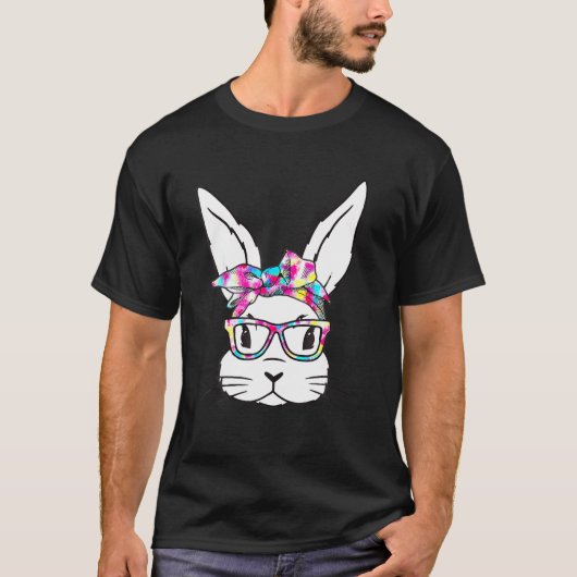 男の子のためのサングラスイースターデーとバニー顔 Tシャツ (正面)