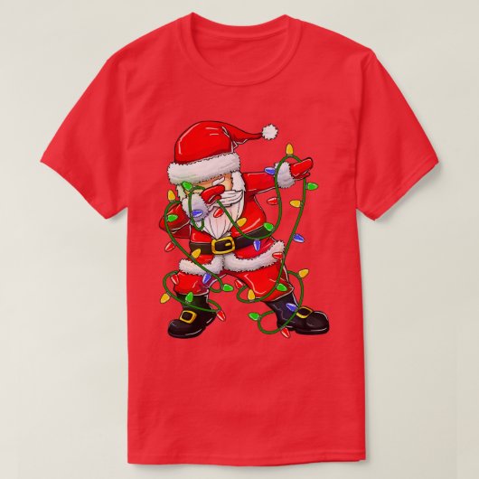 男の子のためのサンタをダビングクリスマスツリーの光 Tシャツ (デザイン正面)