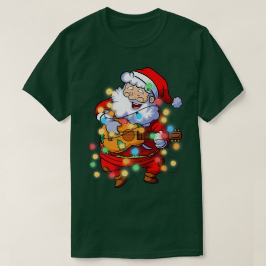 男の子のためのサンタギターを歌うクリスマスツリー Tシャツ (デザイン正面)