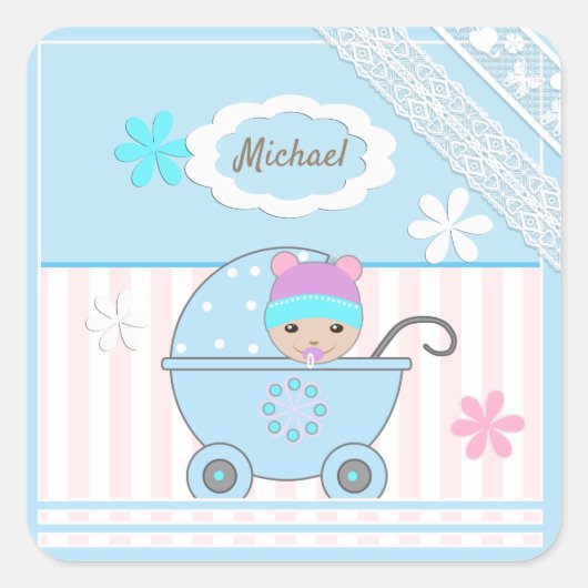 男の子のためのスクラップブック、男の子のためのフォトアルバム スクエアシール (正面)