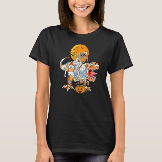 男の子のためのスケルトン乗馬ミイラレックスH Tシャツ (正面)