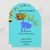 男の子のためのスーパーヒーローの誕生日の招待状 招待状 (正面/裏面)